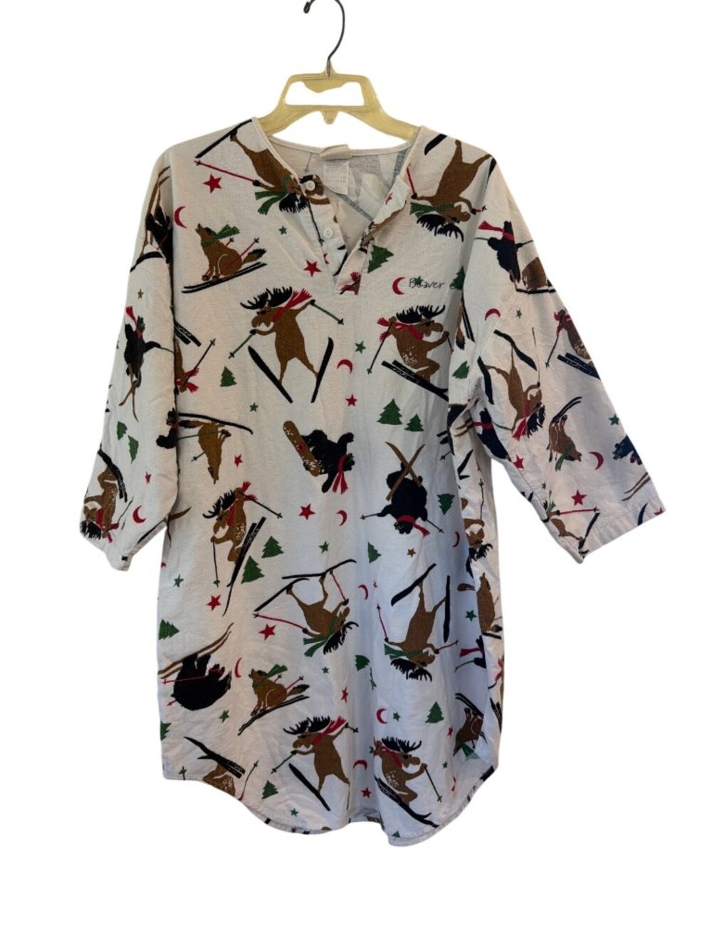 Hatley Women’s OS Sleep Shirt Nightgown Moose Bear Wildlife Print Cotton